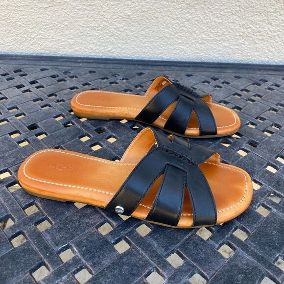 UGG Black Slide Sandals with Crisscross Straps - Picture 8 of 13